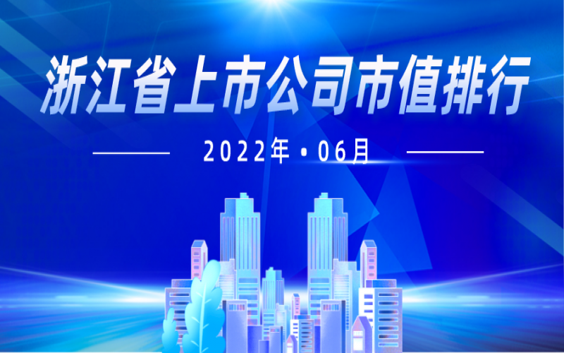 2022年6月浙江省上市公司市值排名